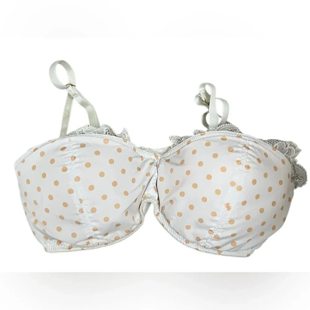 Blush Bra Yellow Polka Dot Balconette Bra White Bras, 34B